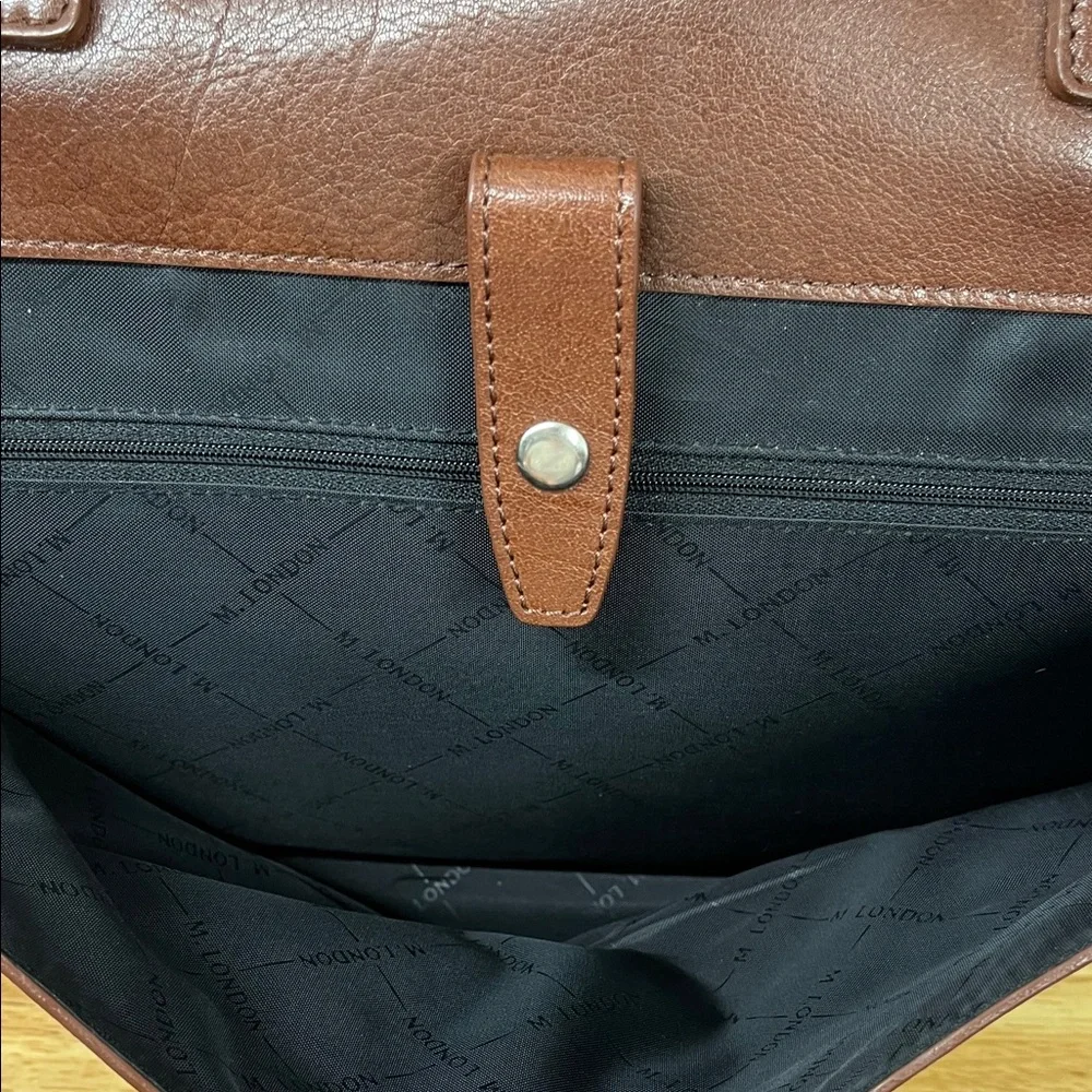 M London Large Classic Brown Leather Duffel Bag for Men